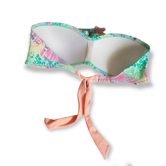 SO Bikini Strapless Top, Floral Pink - Size L - Picture 2 of 3